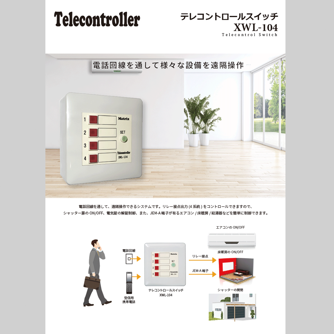 豪華で新しい テレコントロールスイッチ 電話回線用 XWL-104